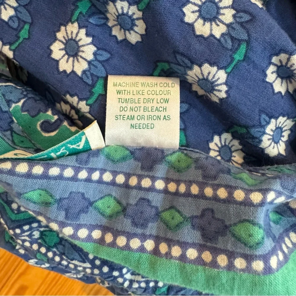 La Cera 100% Cotton Floral Print Sleeveless Midi Dress Blue and Green Size XLP